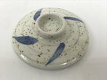 Japanese Ceramic Lidded Bowl Mushiwan Cup Pottery White Blue Bamboo Leaves Y548