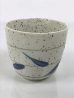 Japanese Ceramic Lidded Bowl Mushiwan Cup Pottery White Blue Bamboo Leaves Y549