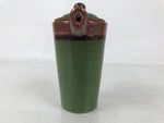Japanese Ceramic Lidded Teapot Vtg Tall Small Pot Green Brown Black Decor Y409