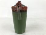 Japanese Ceramic Lidded Teapot Vtg Tall Small Pot Green Brown Black Decor Y409