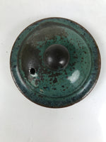 Japanese Ceramic Lidded Teapot Vtg Tall Small Pot Green Brown Black Decor Y409