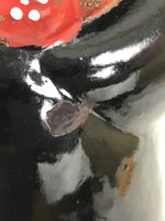 Japanese Ceramic Maneki Neko Cat Piggy Bank Vtg Chokin Bako Black Luck ST87