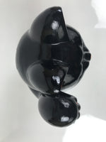 Japanese Ceramic Maneki Neko Cat Piggy Bank Vtg Chokin Bako Black Luck ST87