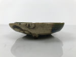 Japanese Ceramic Oribe Small Plate Kozara Vtg Side Dish Brown Green Y477