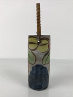 Japanese Ceramic Pottery Flower Vase Vtg Ikebana Kabin Bamboo Handle Pink FK205