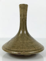 Japanese Ceramic Pottery Flower Vase Vtg Ikebana Kabin Slender Neck Brown FK206