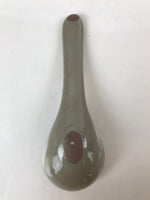 Japanese Ceramic Renge Spoon W/Stand Vtg Nabe Ramen Noodle Soup Gray PY879
