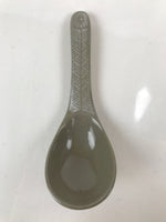 Japanese Ceramic Renge Spoon W/Stand Vtg Nabe Ramen Noodle Soup Gray PY888