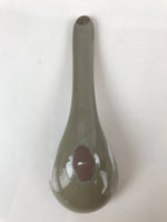 Japanese Ceramic Renge Spoon W/Stand Vtg Nabe Ramen Noodle Soup Gray PY888