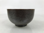Japanese Ceramic Rice Bowl Donburi Dish Vtg Tenmoku Spot Pattern Leaf Brown Y427