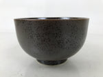 Japanese Ceramic Rice Bowl Donburi Dish Vtg Tenmoku Spot Pattern Leaf Brown Y428