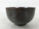 Japanese Ceramic Rice Bowl Donburi Dish Vtg Tenmoku Spot Pattern Leaf Brown Y428