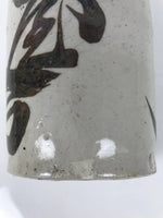 Japanese Ceramic Sake Bottle Kayoi-Tokkuri Vtg Gray Brown Kanji Toyokawa TS906