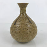 Japanese Ceramic Sake Bottle Tokkuri Drips Matte Brown Yellow Pottery TS769
