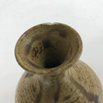 Japanese Ceramic Sake Bottle Tokkuri Drips Matte Brown Yellow Pottery TS769