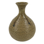 Japanese Ceramic Sake Bottle Tokkuri Drips Matte Brown Yellow Pottery TS769