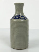 Japanese Ceramic Sake Bottle Tokkuri Pottery Sometsuke Gray Blue Sunflower TS836