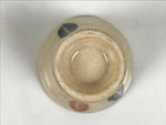 Japanese Ceramic Sake Cup Vtg Rappa Ochoko Guinomi Beige Brown Blue Leaves G345