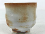 Japanese Ceramic Sake Cup Vtg Tsubomi Ochoko Red Shino Ware Brown White G289