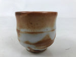 Japanese Ceramic Sake Cup Vtg Tsubomi Ochoko Red Shino Ware Brown White G291
