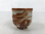 Japanese Ceramic Sake Cup Vtg Tsubomi Ochoko Red Shino Ware Brown White G293
