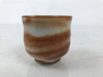 Japanese Ceramic Sake Cup Vtg Tsubomi Ochoko Red Shino Ware Brown White G293