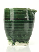 Japanese Ceramic Sake Pourer Tokkuri Cup Vtg Katakuchi Dark Green Glaze PY642