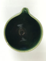 Japanese Ceramic Sake Pourer Tokkuri Cup Vtg Katakuchi Dark Green Glaze PY642