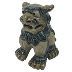 Japanese Ceramic Shishi Foo Lion Dog Statue Vtg Shisa Komainu Beige Blue ST85