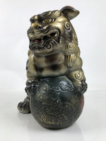 Japanese Ceramic Shishi Foo Lion Dog Statue Vtg Shisa Komainu Okimono Brown ST55