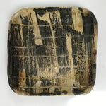 Japanese Ceramic Small Plate Kozara Vtg Sara Square Pottery Black Brown Y238
