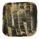 Japanese Ceramic Small Plate Kozara Vtg Sara Square Pottery Black Brown Y238