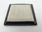 Japanese Ceramic Small Plate Kozara Vtg Sara Square Pottery Black Leaves Y436
