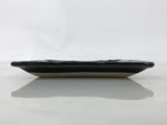 Japanese Ceramic Small Plate Kozara Vtg Sara Square Pottery Black Leaves Y436
