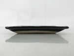 Japanese Ceramic Small Plate Kozara Vtg Sara Square Pottery Black Leaves Y436