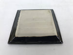 Japanese Ceramic Small Plate Kozara Vtg Sara Square Pottery Black Leaves Y437