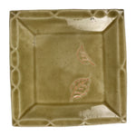 Japanese Ceramic Small Plate Kozara Vtg Sara Square Pottery Yellow Leaves Y440
