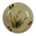 Japanese Ceramic Small Plate Mamezara Side Dish Vtg Beige Green Plants Y464