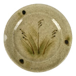 Japanese Ceramic Small Plate Mamezara Side Dish Vtg Beige Green Plants Y465