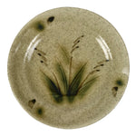 Japanese Ceramic Small Plate Mamezara Side Dish Vtg Beige Green Plants Y467