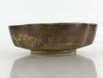 Japanese Ceramic Snack Bowl Kashiki Vtg Pottery Yakimono Cherry Blossom Brown PY