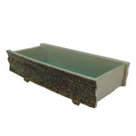 Japanese Ceramic Suiban Flower Vase Pottery Ikebana Accessory Blue Brown Y530