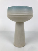 Japanese Ceramic Suiban Flower Vase Pottery Ikebana Arrangement White Blue Y528