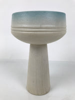 Japanese Ceramic Suiban Flower Vase Pottery Ikebana Arrangement White Blue Y528