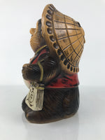 Japanese Ceramic Tanuki Raccoon Dog Statue Vtg Business Good Luck Okimono ST89