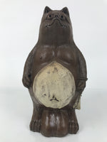 Japanese Ceramic Tanuki Raccoon Dog Statue Vtg Pottery Good Luck Okimono ST86