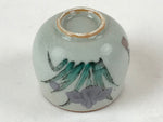 Japanese Ceramic Teacup Vtg Iris Flower Crackle Glaze White Yunomi Sencha TC408