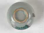 Japanese Ceramic Teacup Vtg Iris Flower Crackle Glaze White Yunomi Sencha TC412