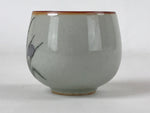 Japanese Ceramic Teacup Vtg Iris Flower Crackle Glaze White Yunomi Sencha TC414