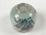 Japanese Ceramic Teacup Vtg Iris Flower Crackle Glaze White Yunomi Sencha TC414